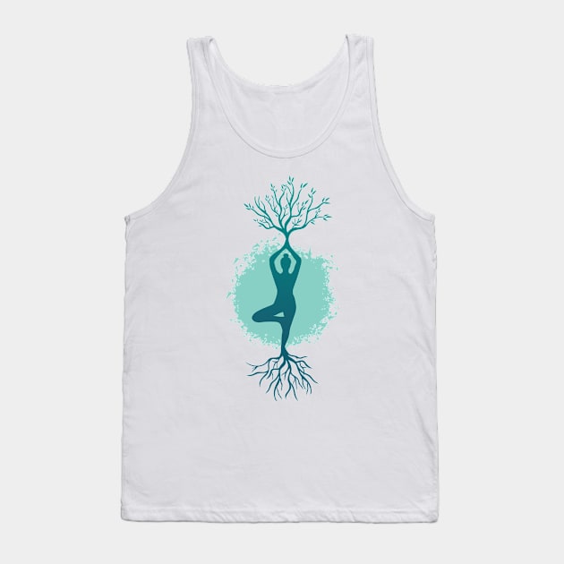 Yoga Woman Tree Tshirt Tank Top by Göbelek